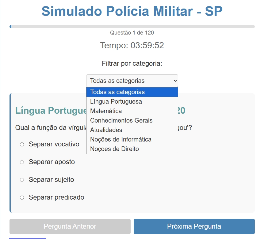 Simulado Polícia Militar